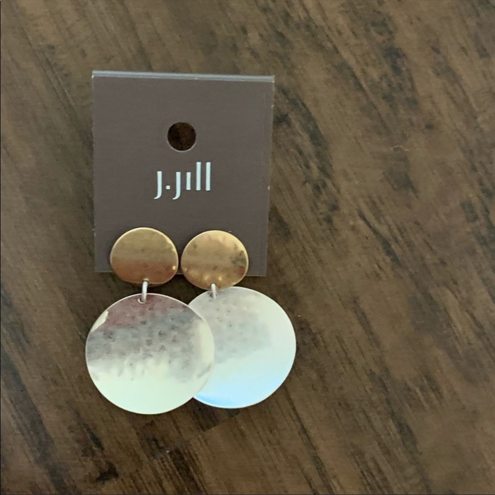 J.jill mixed metal discs post drop earring size 1.75”